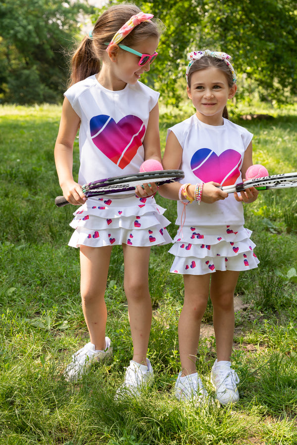 Tennis love sweatshirt with puffy vinyl tennis ball sleeve design – Game  Set Luxe